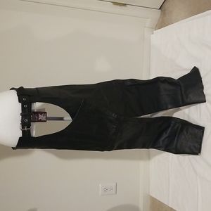 NWT! Unik Black Genuine Leather Unisex Motorcycle Chaps